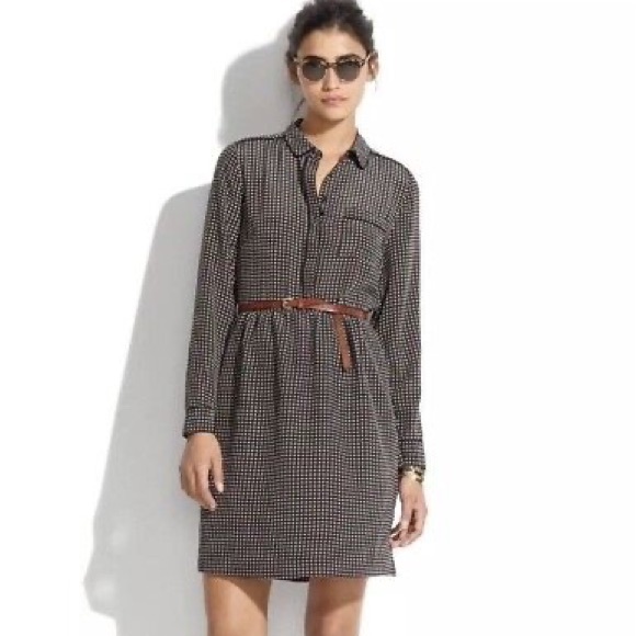 Madewell Dresses & Skirts - MADEWELL Silk Cinema Dress in Mini-Houndstooth Collar Silk 🌻👗
